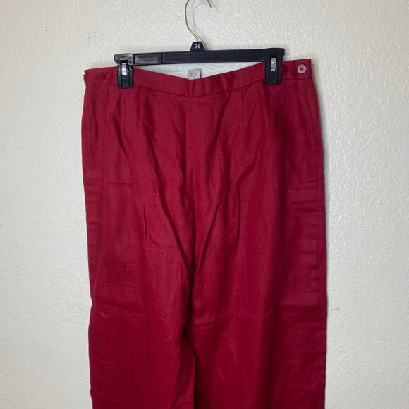 Style & Co Vintage Cherry Red 100% Linen Wide Leg Trouser Pants Size 14 - Picture 9 of 10
